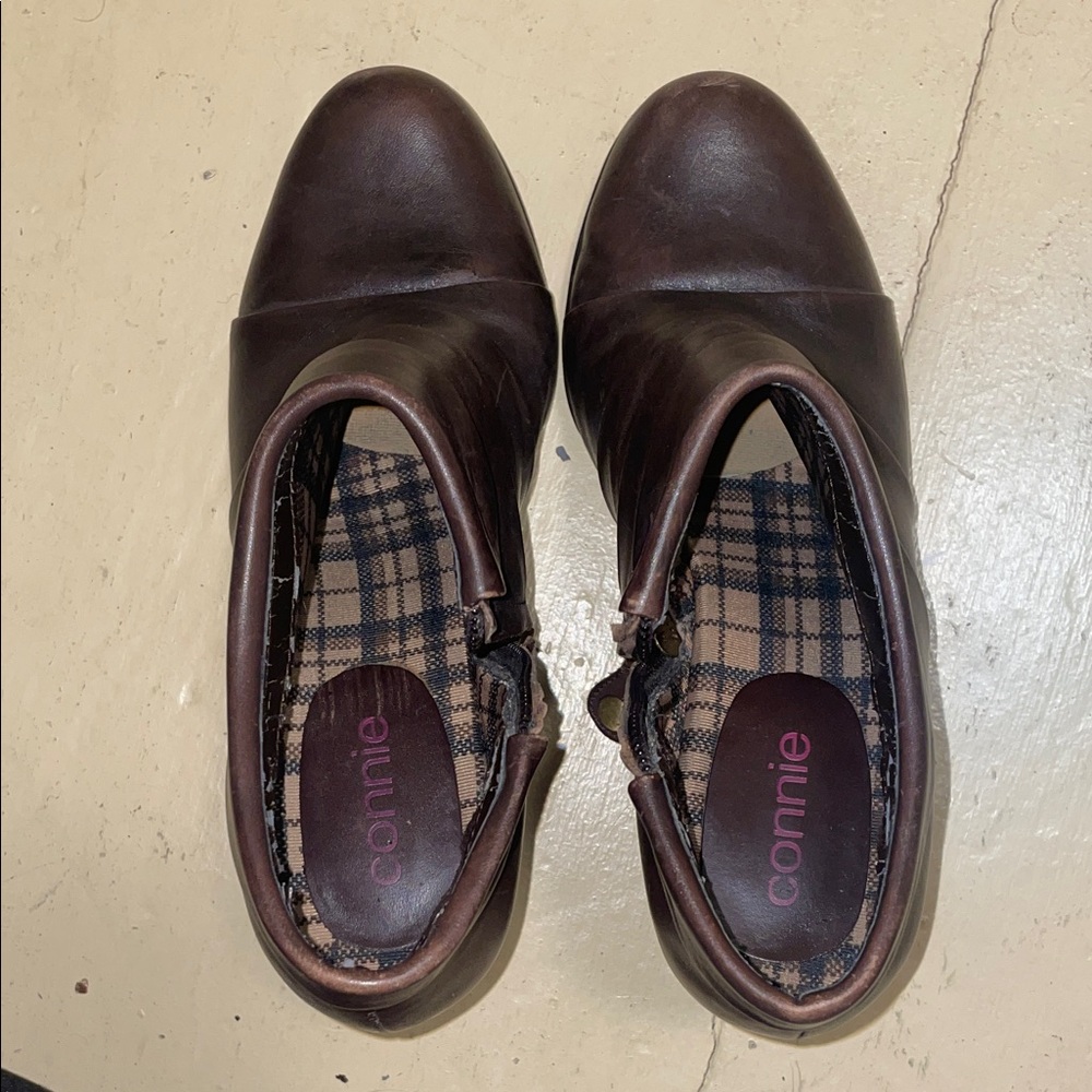 Connie Dark Brown Leather Ankle Booties - Picture 6 of 7